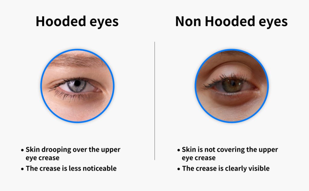 difference between the hooded and the non hooded eyes